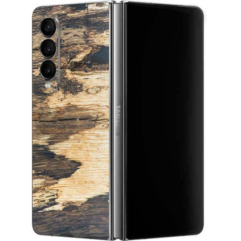 Blue Resin Wood Galaxy Z Fold4 5G Skin